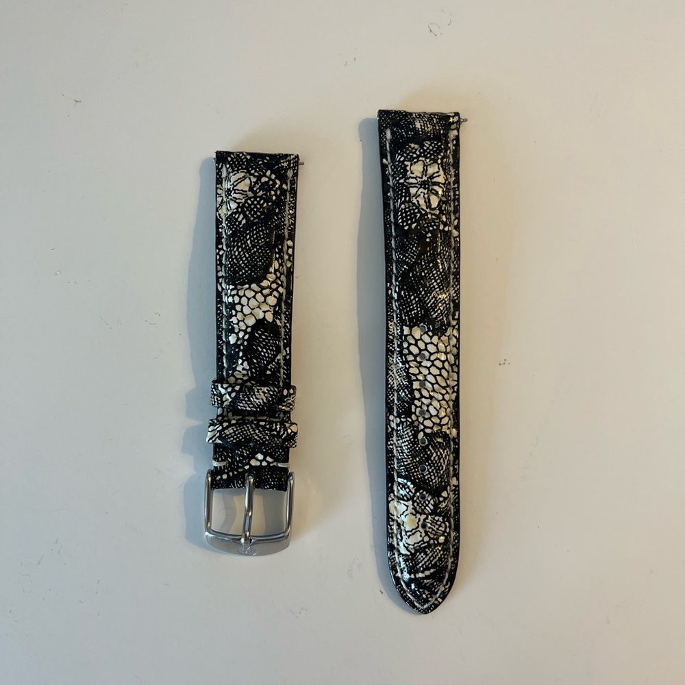 Authentic Michele 18mm Black and White Floral Watch Band